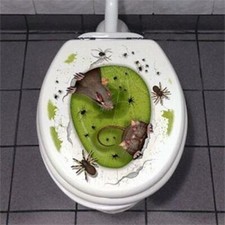 HALLOWEEN CREEPY TOILET TOPPER Ghoulish Rats and Spiders SCARY