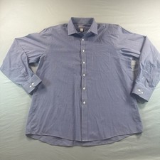 Van Heusen Flex Dress Shirt Mens XL 17 34/35 Blue Gingham Regular Fit
