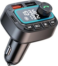 Bluetooth 5.3 Car Adapter FM Transmitter, 42W PD30W  12W USB C Black