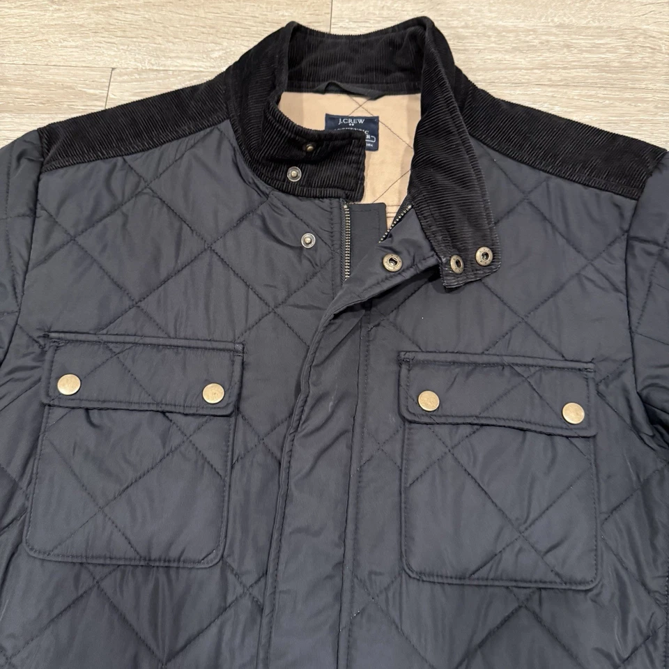 J Crew куртка черная мужская L выстеганная сарая Chore вельветовое пальто на молнии кнопка - Изображение 3 из 4