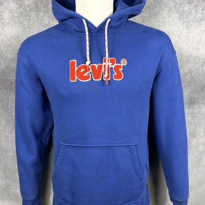 Levi's Herren Blau Hoodie Small Spellout Logo Pullover Sweatshirt S