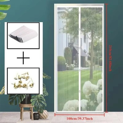 Magnetic Screen Door Heavy Duty Hands-Free Mesh Curtain Anti Mosquito Bugs Fly