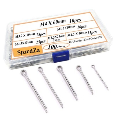 SpzcdZa 100pcs 304 Stainless Steel Cotter Pin Clip Key Fastner Fitting Assort...