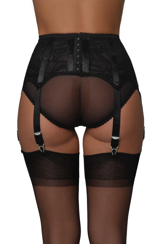 Strumpfhalter Georgina Strapsgürtel 2 Farben 6 Straps Metallclips Luxus Spitze - Bild 4 von 4