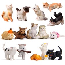 15 Pcs Cute Cat Animal Characters Toy Figure, Mniature Cat Collection Figurin...