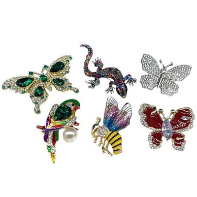 Rhinestone Animal BROOCH LOT Brooches Jewelry Figural Bird Butterfly Bee Pin DIY
