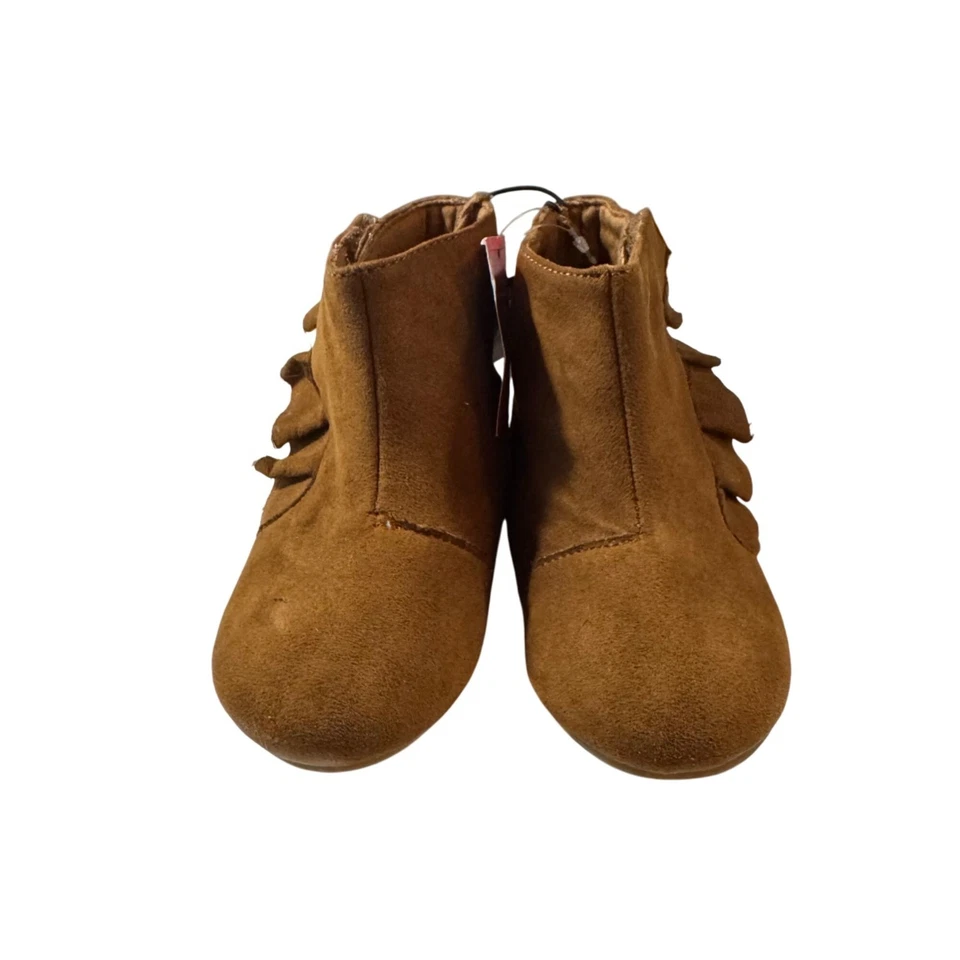 Garanimals Infant Boot Size 6 Brown Suede Ankle Boots With Ruffle Detail - Image 2 of 4