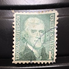 Thomas Jefferson 1 Cent Green Used US Stamps Historical Figures