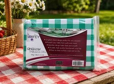 Sorfey 52x52 Green Gingham Vinyl Tablecloth Flannel Back Waterproof Square