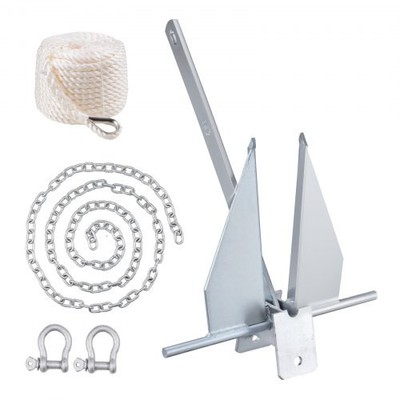 Fluke Style Anchor Kit,13lbsHot-Dipped Galvanized Steel Fluke Anchor w/7.9''Chain