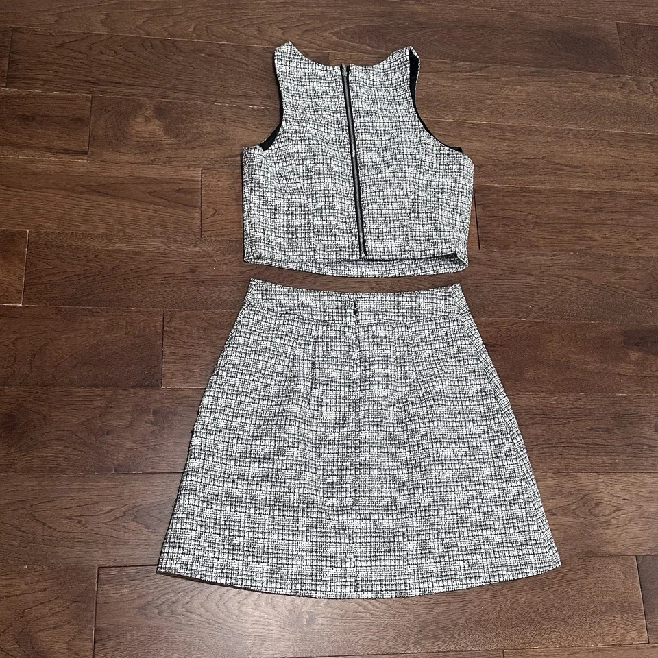 Express 套装 2 件套裙子和上衣粗花呢 M 码职业 Y2K — 第 4/4 张图片