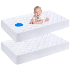 Yoofoss Waterproof Crib Mattress Protector 2 Pack, Quilted Crib Mattress Pad Cov