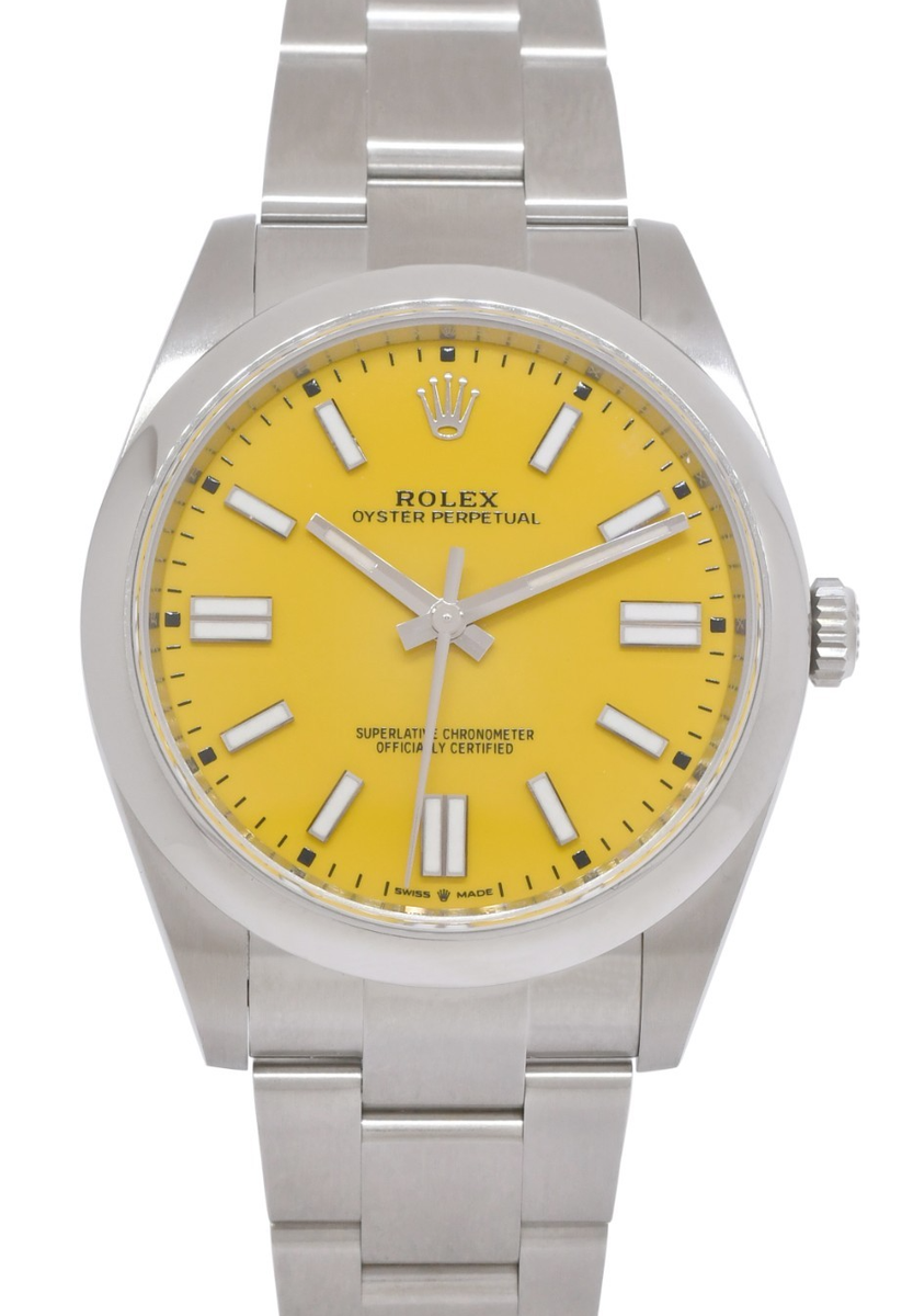 NOS Rolex Oyster Perpetual 41 Steel Yellow Dial Mens Watch Box