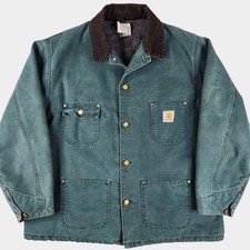 Vintage Carhartt C02 HTG Chore Coat Mens XL Hunter Green Blanket Lined USA 90s