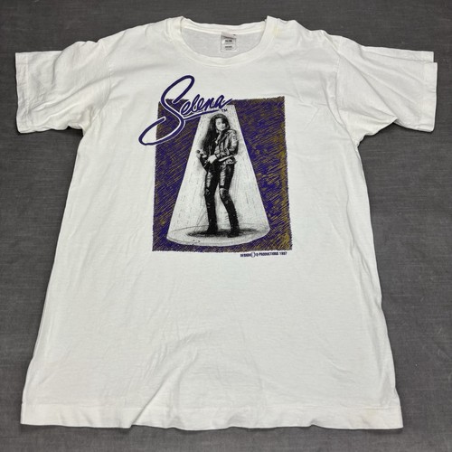 Vintage 1997 Selena Shirt Q Productions White Size Large - Afbeelding 1 van 12