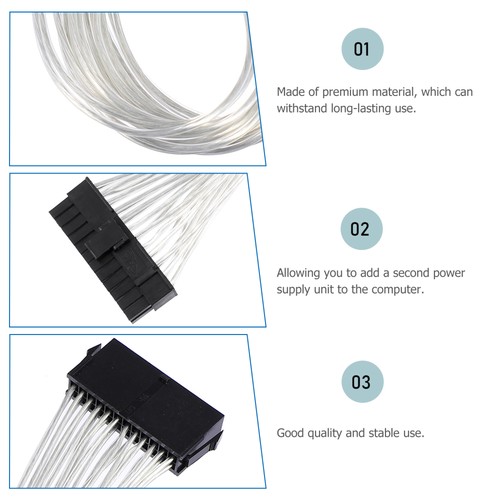 Host Power Extension Cord Cable Supply Kit Pc Cables ATX Motherboard 24 Pin - Afbeelding 12 van 12