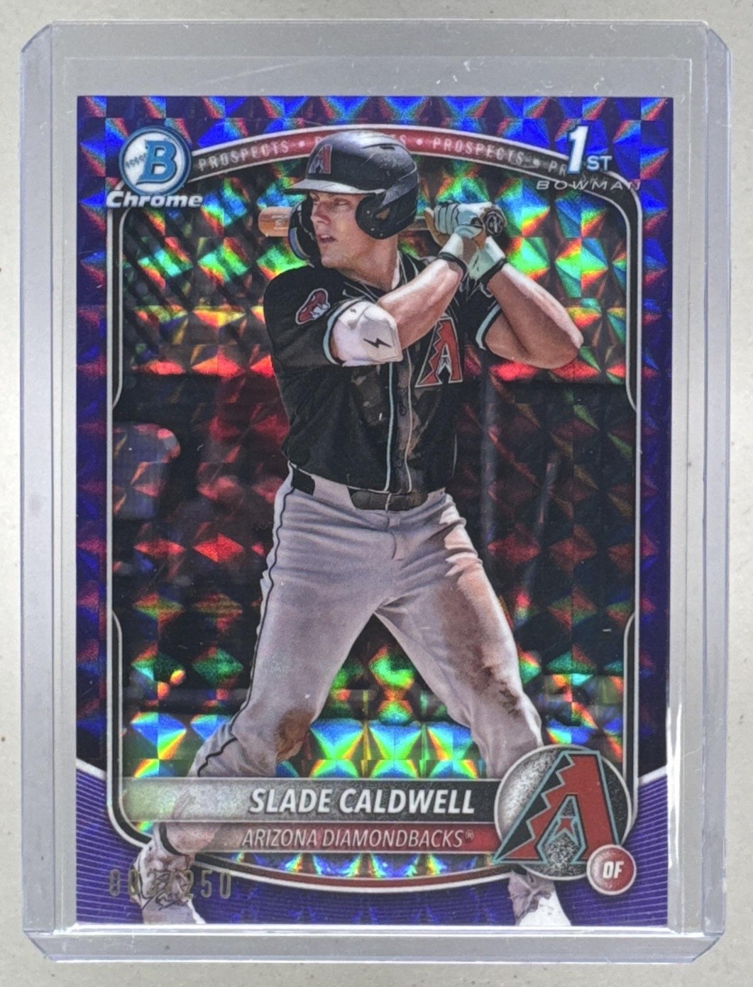 Slade Caldwell 2025 Bowman Chrome #BCP-21 Purple Geometric Refractor 1st RC /250