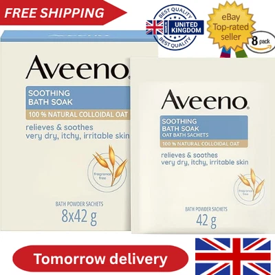 BRANDED Aveeno Soothing Bath Soak, with 100% Natural Colloidal Oat, 42 g (Pack of 8)