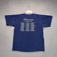 2009 Masters Champions Shirt Mens Large Blue Short Sleeve Golf USA Tiger Woods