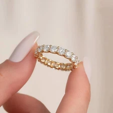 4Ct Round Cut Natural Diamond Eternity Wedding Band 18K Yellow Gold Size 7 8