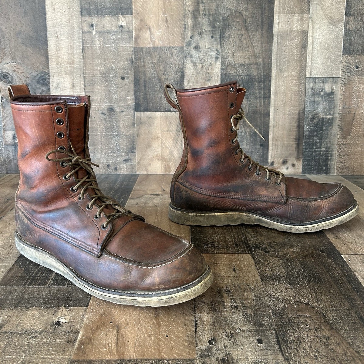 Red Wing Irish Setter Vintage Moc Toe Work Boots Mens 15 B | eBay