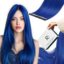 RUNATURE Hair Extensions Human Hair Blue Tape in Extensions 12 Inch Short Hair I