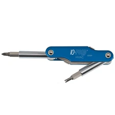 Klein Tools KLE-32534 10-in-1 Folding Screwdriver Nut Driver 5/16" 1/4" Blue