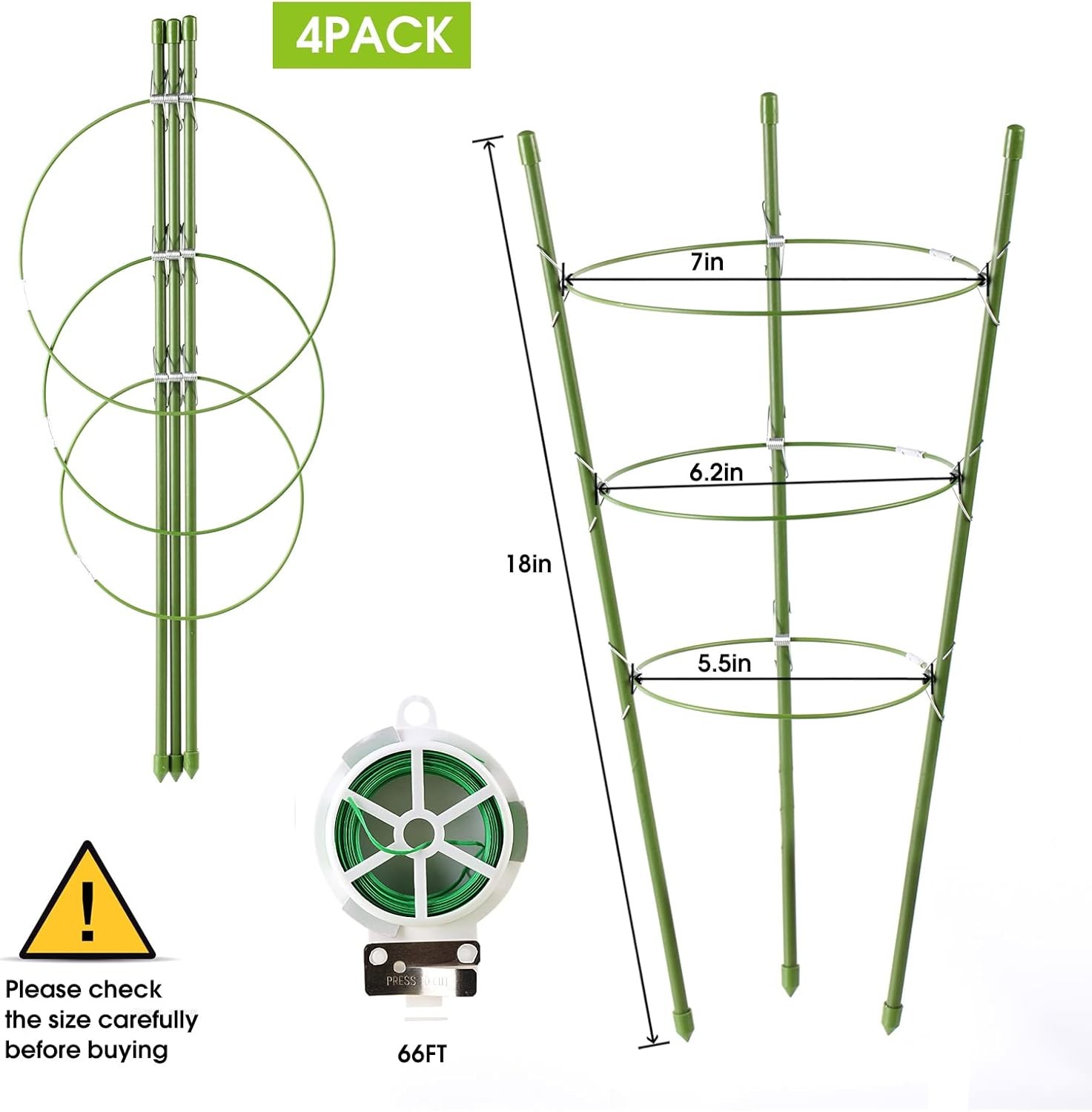 Tomato Cage Plant Support Cages for Garden Climbing Plants 18 inches  4 Pack 