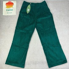 New FARM RIO Emerald Green Corduroy Wide-Leg Front Pleated Pocket Pants Size L