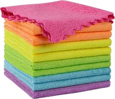 Microfiber Cleaning Cloth 10 Pack, Cleaning Rags 12x11 inch