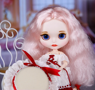 Neo Blythe Doll Pale Skin Matte Face Pink Hair Change Color 1/6 BJD Custom OOAK
