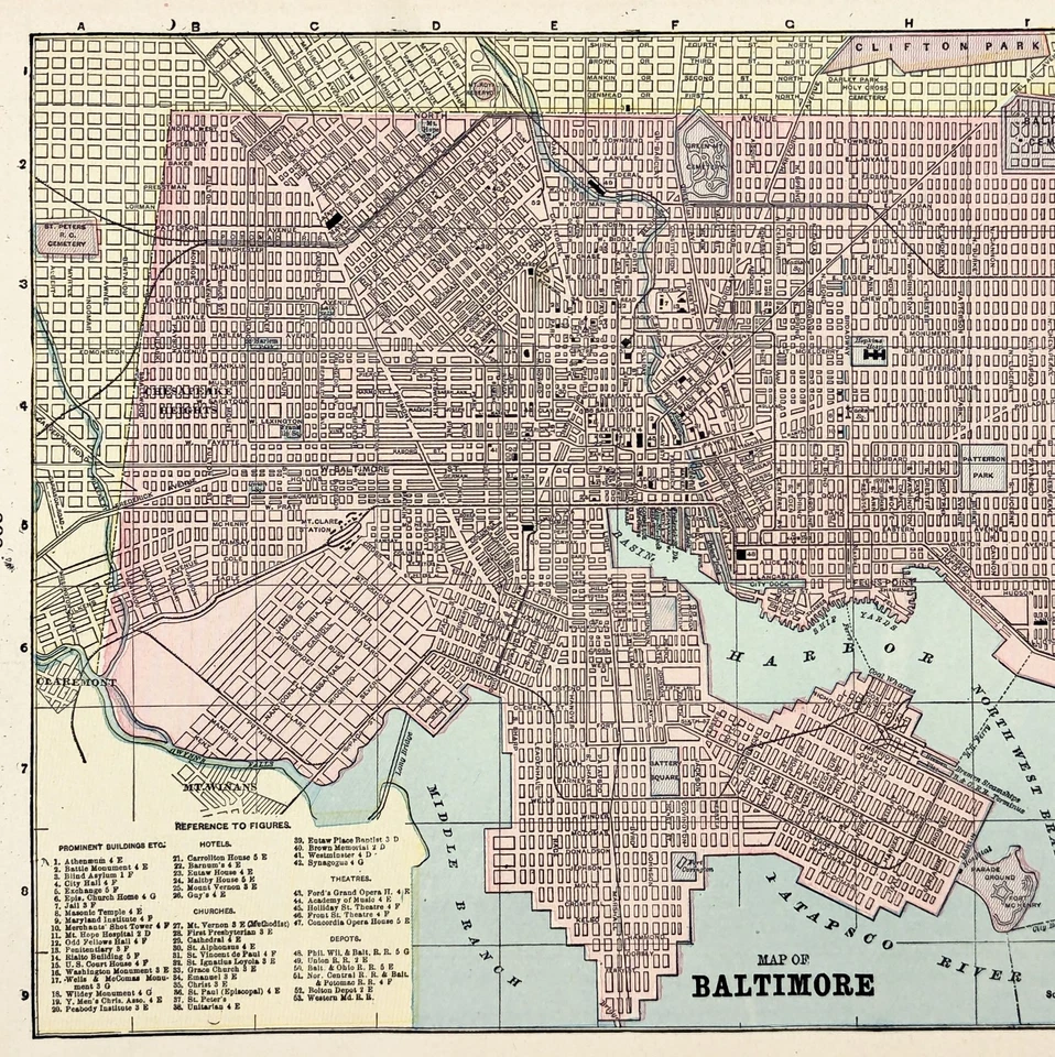 1896 BALTIMORE - Mapa de Maryland ORIGINAL - FERROVIAS ANTIGAS (11x9) - PORTO - Imagem 2 de 3