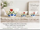 1940s Vintage Fire King Tulip Mixing/Nesting Bowls by Anchor Hocking - Set of 3