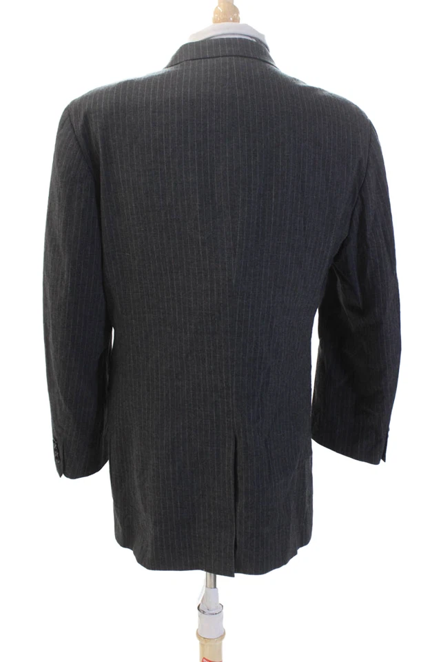 Donna Karan Signature Mens Pinstriped Blazer Jacket Gray Wool Size 42 Regular - Image 4 of 4