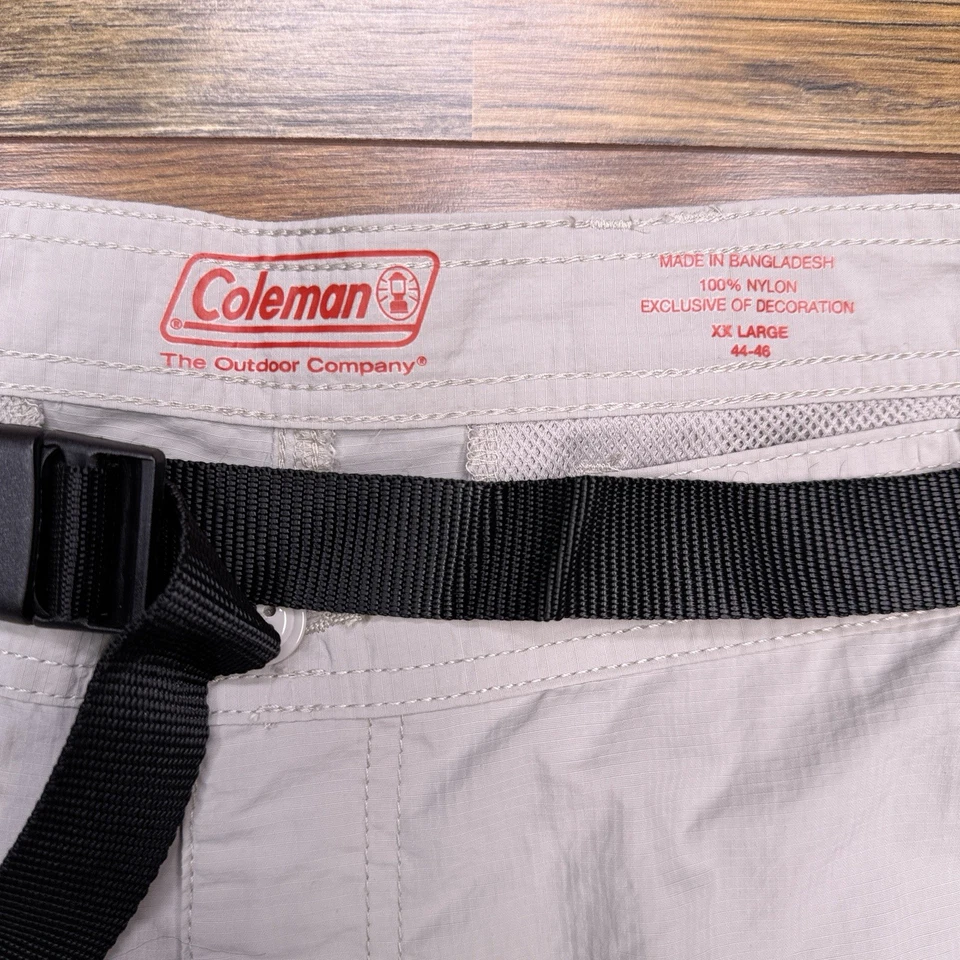 Pantalones Cortos Carga Coleman Para Hombres 2XL XXL Gris Cemento Cinturón Nylon Camping Nuevos Foto 3 de 4