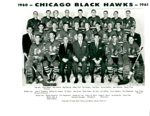 1960 1961 CHICAGO BLACK HAWKS 8X10 TEAM PHOTO HOCKEY NHL HOF ILLINOIS PUCK - Afbeelding 1 van 1