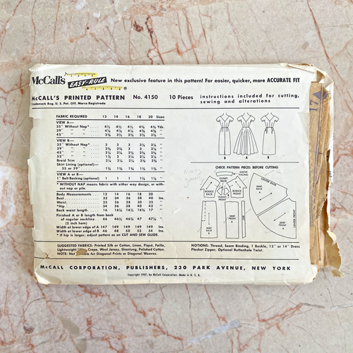 McCalls 4150, 50s Dress, Sz 18/38, Vintage Sewing Pattern, Cut, READ*** - Picture 2 of 2