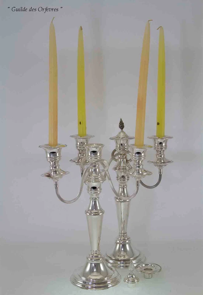 Candelabro de plata, 3 luces lisas 14 pulgadas Foto 3 de 4