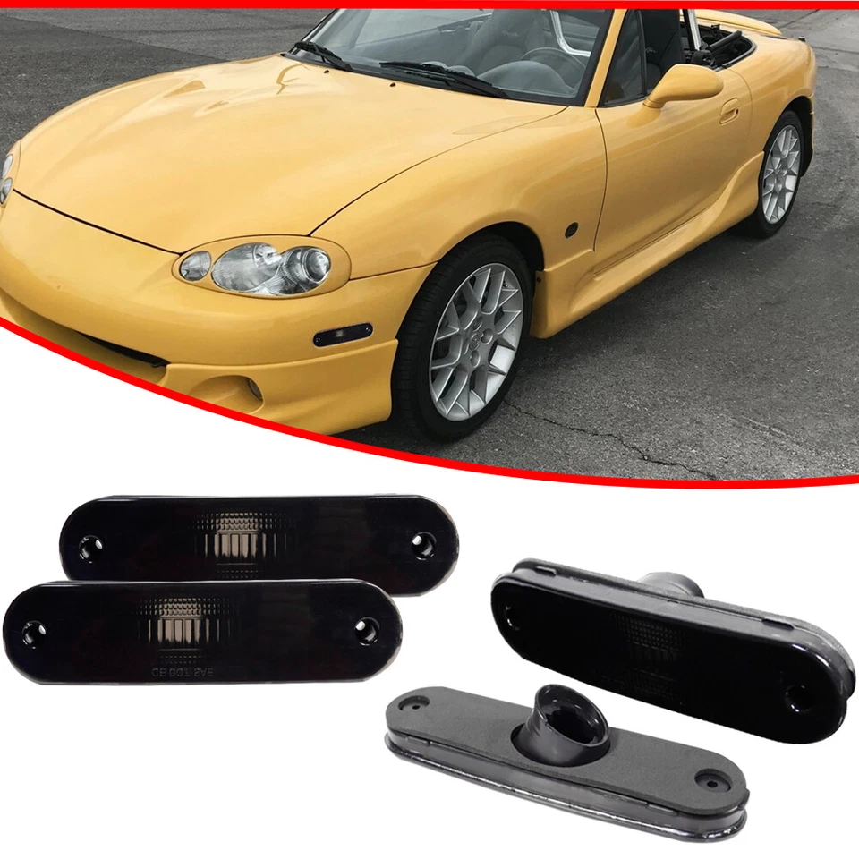 4 peças lâmpadas indicadoras laterais dianteiras e traseiras fumê para 1990-2005 Mazda Miata MX-5 - Imagem 2 de 4