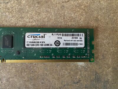 Crucial 8gb Ddr3 1600 Desktop Memory Pc3-12800u Ct102464ba160b