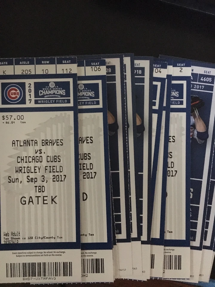 Tickets - Cubs vs Braves - Sunday 9/3/17 - Dillon Maples Debut!!! Souvenir - Image 3 of 3