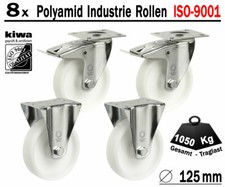 Polyamid Schwerlast Transport Lenk Rollen 8 x Ø 125 mm Br-Bo / BS-Rollen Germany