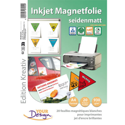 Your Design Magnetfolie bedruckbar: 20 Inkjet-Magnetfolien A4 matt/weiß