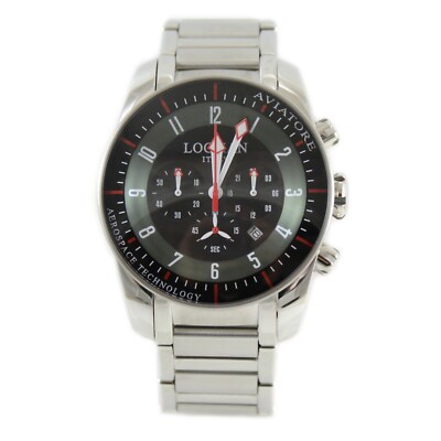 Locman Men's Chronograph Aviator Collection Watch Steel And Titanium Case 44Mm