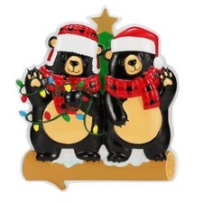 Personalized Christmas Ornament Bear with Scarf Family of 2, 3, 4/Couple/Friends