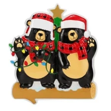 Personalized Christmas Ornament Bear with Scarf Family of 2, 3, 4/Couple/Friends