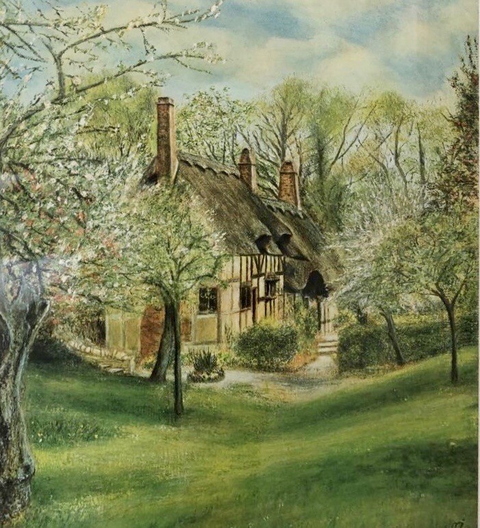 絵画 Anne Hathaway's Cottage John S Burt 1976 Anne Hathaways Cottage Print by John Burt 1976 HAND Signed