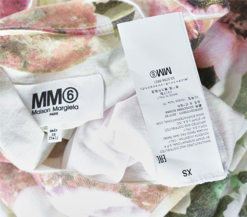 MM6 MAISON MARGIELA Floral Print Cotton Oversized Tee T-Shirt Top Blouse XS NEW - Picture 4 of 4