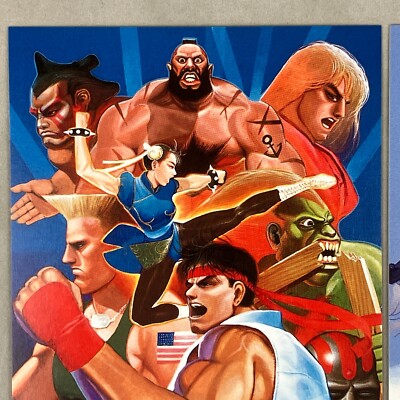 Vintage Capcom Street Fighter 2 Chun Splash Art Postcard 2pc Lot