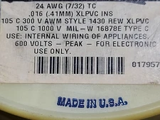 Alpha Wire 7130 #24awg Tinned Copper UL-1430 XL-PVC Hook Up Red/White /50ft